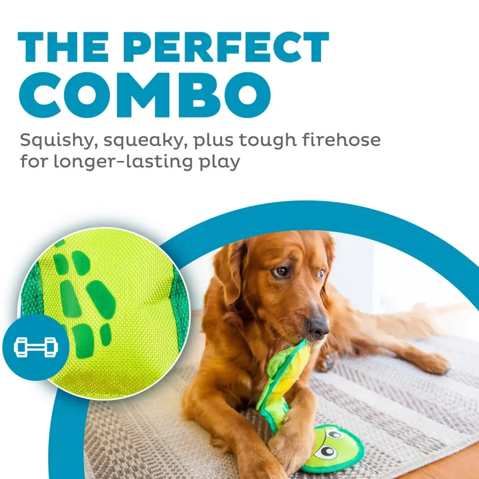 Outward Hound Fire Biterz Turtle Plush Interactive Dog Toy Green Medium