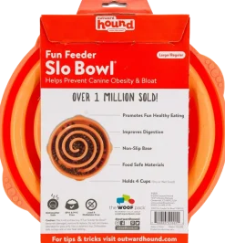 Outward Hound Fun Feeder Interactive Dog Bowl Slow Feeder Orange Large
