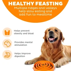 Outward Hound Fun Feeder Interactive Dog Bowl Slow Feeder Orange Large