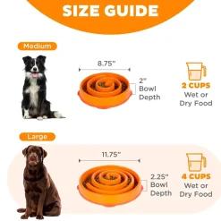 Outward Hound Fun Feeder Interactive Dog Bowl Slow Feeder Orange Large