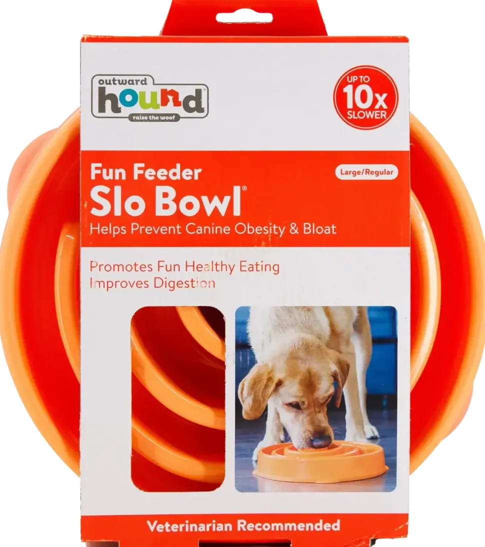 Outward Hound Fun Feeder Interactive Dog Bowl Slow Feeder Orange Large