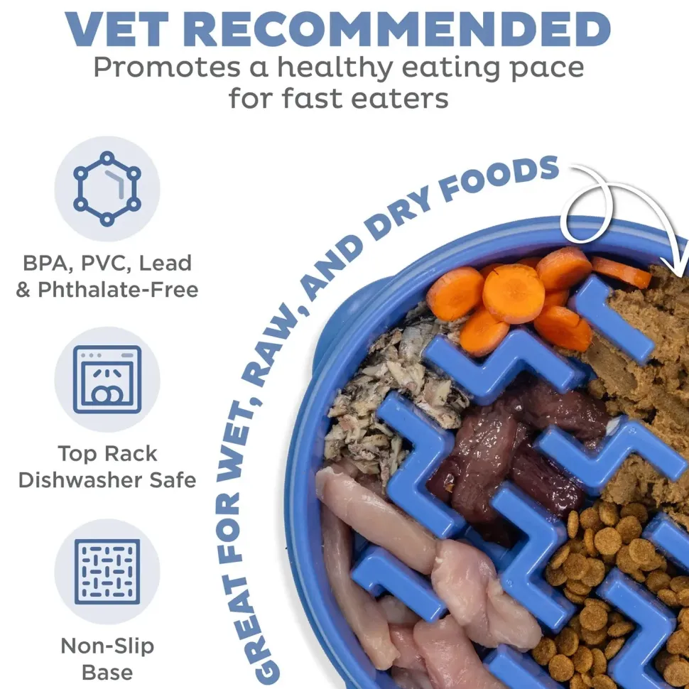 Outward Hound Fun Feeder Interactive Dog Bowl Slow Feeder Blue Large