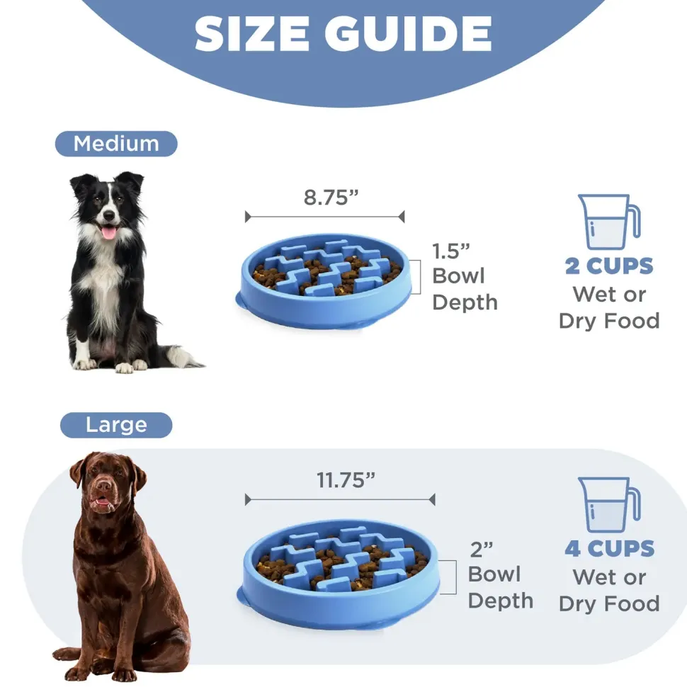 Outward Hound Fun Feeder Interactive Dog Bowl Slow Feeder Blue Large