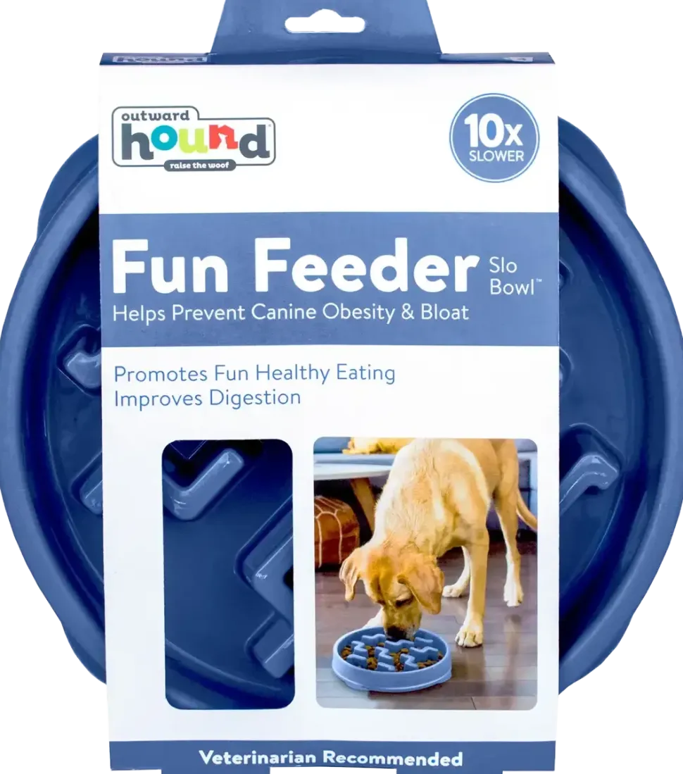 Outward Hound Fun Feeder Interactive Dog Bowl Slow Feeder Blue Large
