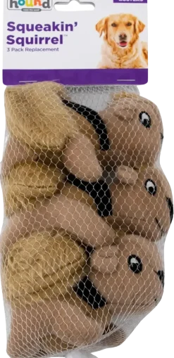 Outward Hound Squeakin' Animals Dog Toy Squirrel 3 Count
