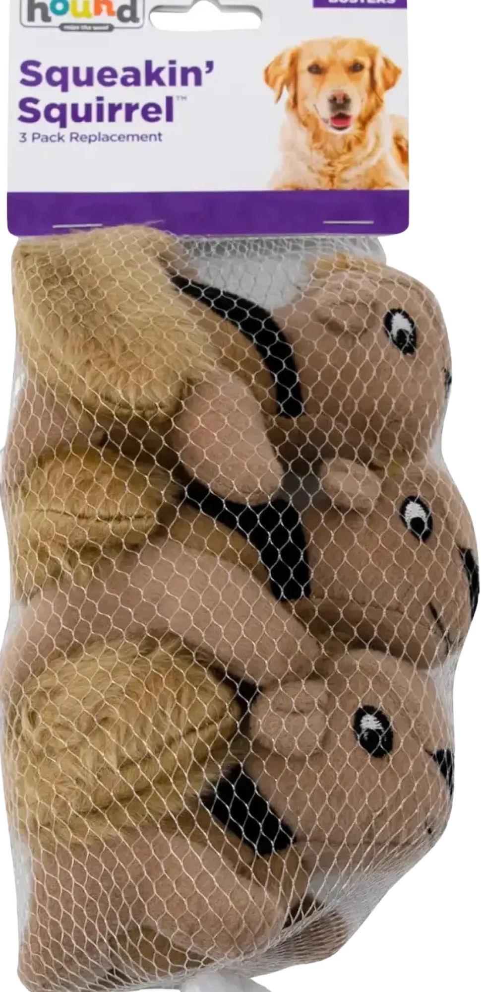 Outward Hound Squeakin' Animals Dog Toy Squirrel 3 Count