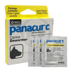 Panacur C Canine Dewormer Fenbendazole 1 Gram Pack for Dogs Up To 10 lbs 3 Count Yellow