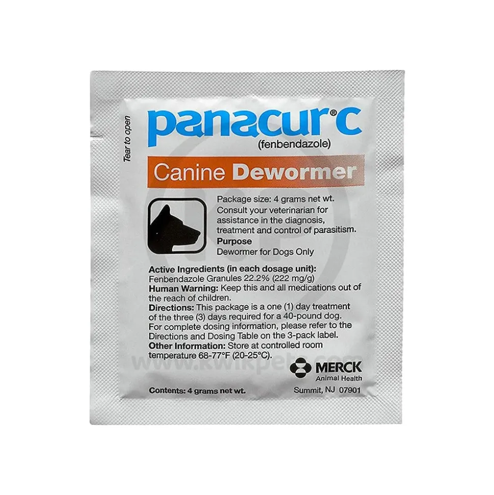 Panacur C Canine Dewormer fenbendazole 4 Gram Pack for Dogs Up To 40 lbs 3 Count Red