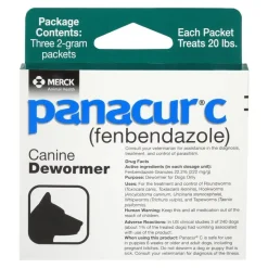 Panacur C Canine Dewormer fenbendazole 2 Gram Pack for Dogs Up To 20 lbs 3 Count Green