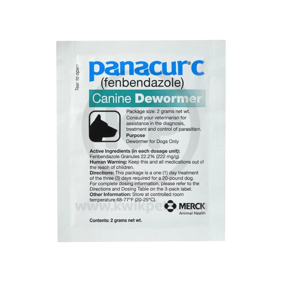 Panacur C Canine Dewormer fenbendazole 2 Gram Pack for Dogs Up To 20 lbs 3 Count Green