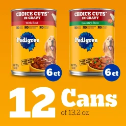 Pedigree Choice Cuts in Gravy Adult Wet Dog Food Variety Pack Beef & Country Stew 12 Count 13.2-oz
