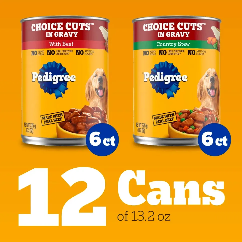 Pedigree Choice Cuts in Gravy Adult Wet Dog Food Variety Pack Beef & Country Stew 12 Count 13.2-oz