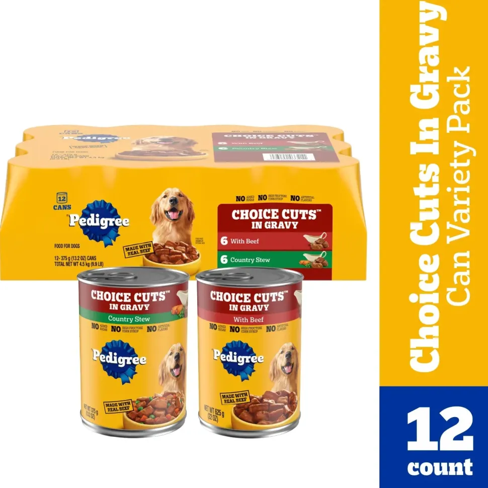 Pedigree Choice Cuts in Gravy Adult Wet Dog Food Variety Pack Beef & Country Stew 12 Count 13.2-oz