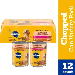 Pedigree Chopped Ground Dinner Adult Wet Dog Food Variety Pack Beef & Chicken 12 Count 13.7-oz