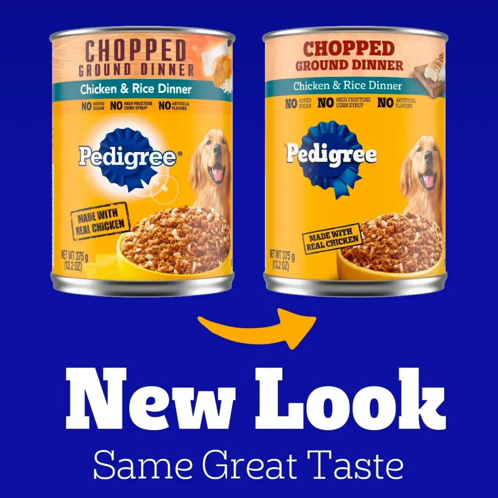 Pedigree Chopped Ground Dinner Adult Wet Dog Food Chicken & Rice 13.2-oz