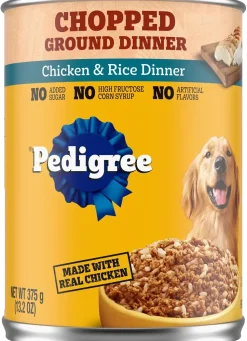 Pedigree Chopped Ground Dinner Adult Wet Dog Food Chicken & Rice 13.2-oz
