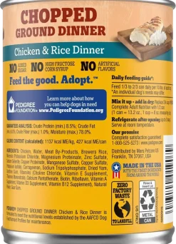 Pedigree Chopped Ground Dinner Adult Wet Dog Food Chicken & Rice 13.2-oz
