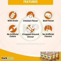 Pedigree Chopped Ground Dinner Adult Wet Dog Food Chicken Beef & Liver 13.2-oz 6 Pack