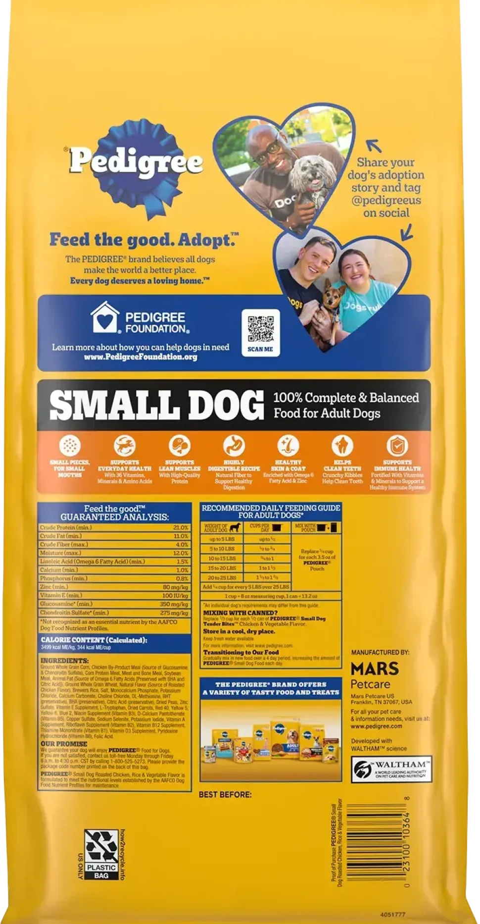 Pedigree Complete Nutrition Adult Dry Small Dog Food Roasted Chicken, Rice & Vegetable 3.5-lb