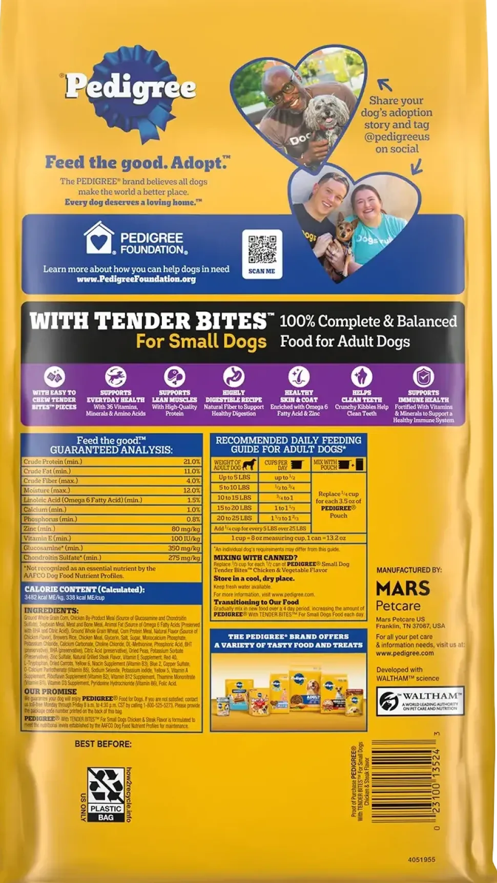 Pedigree Complete Nutrition Tender Bites Small Breed Adult Dry Dog Food Chicken & Steak 3.5-lb