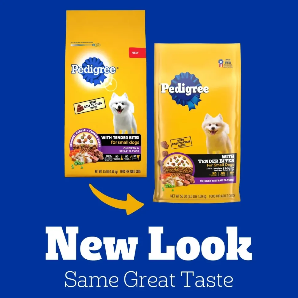 Pedigree Complete Nutrition Tender Bites Small Breed Adult Dry Dog Food Chicken & Steak 3.5-lb
