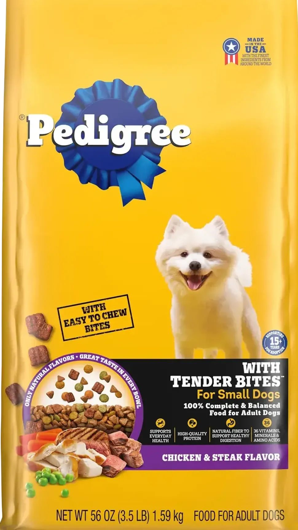Pedigree Complete Nutrition Tender Bites Small Breed Adult Dry Dog Food Chicken & Steak 3.5-lb