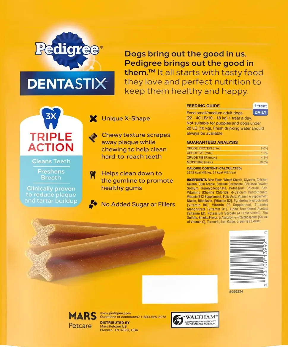Pedigree DENTASTIX Dog Dental Treat Original with Real Chicken 25 Count
