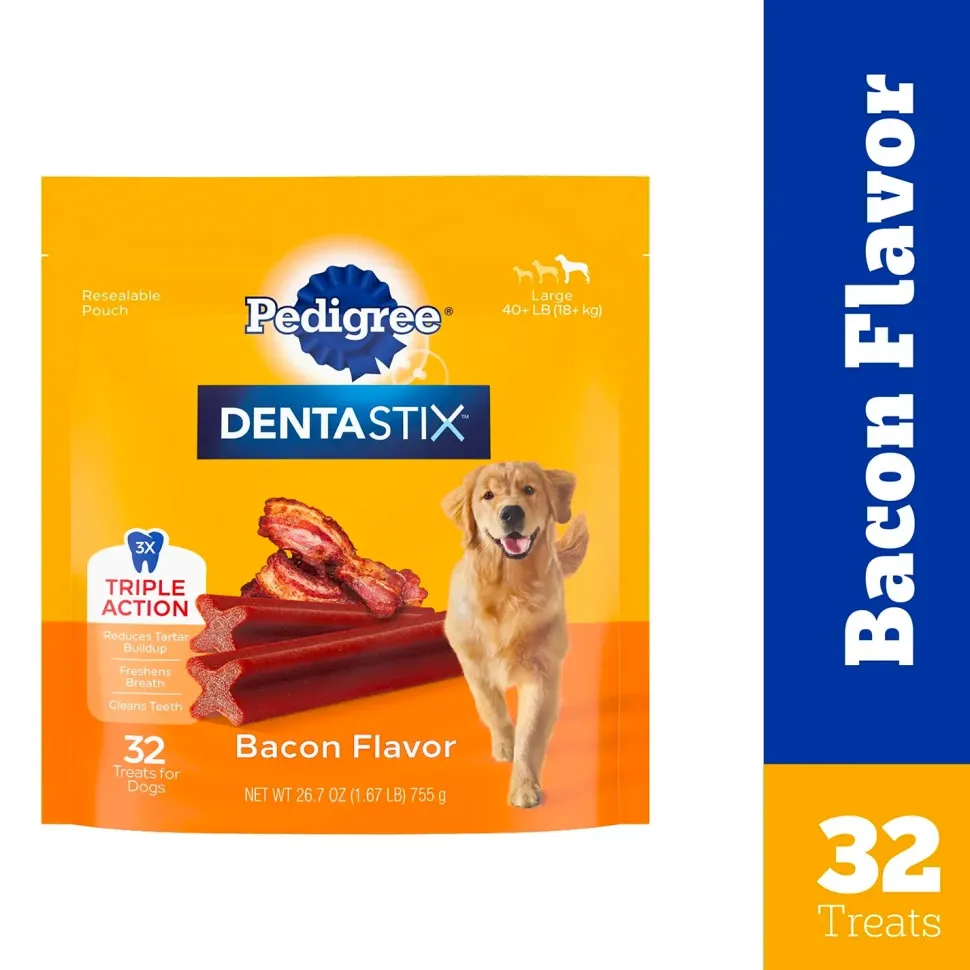 Pedigree DENTASTIX Dog Dental Treats Bacon 32 Count