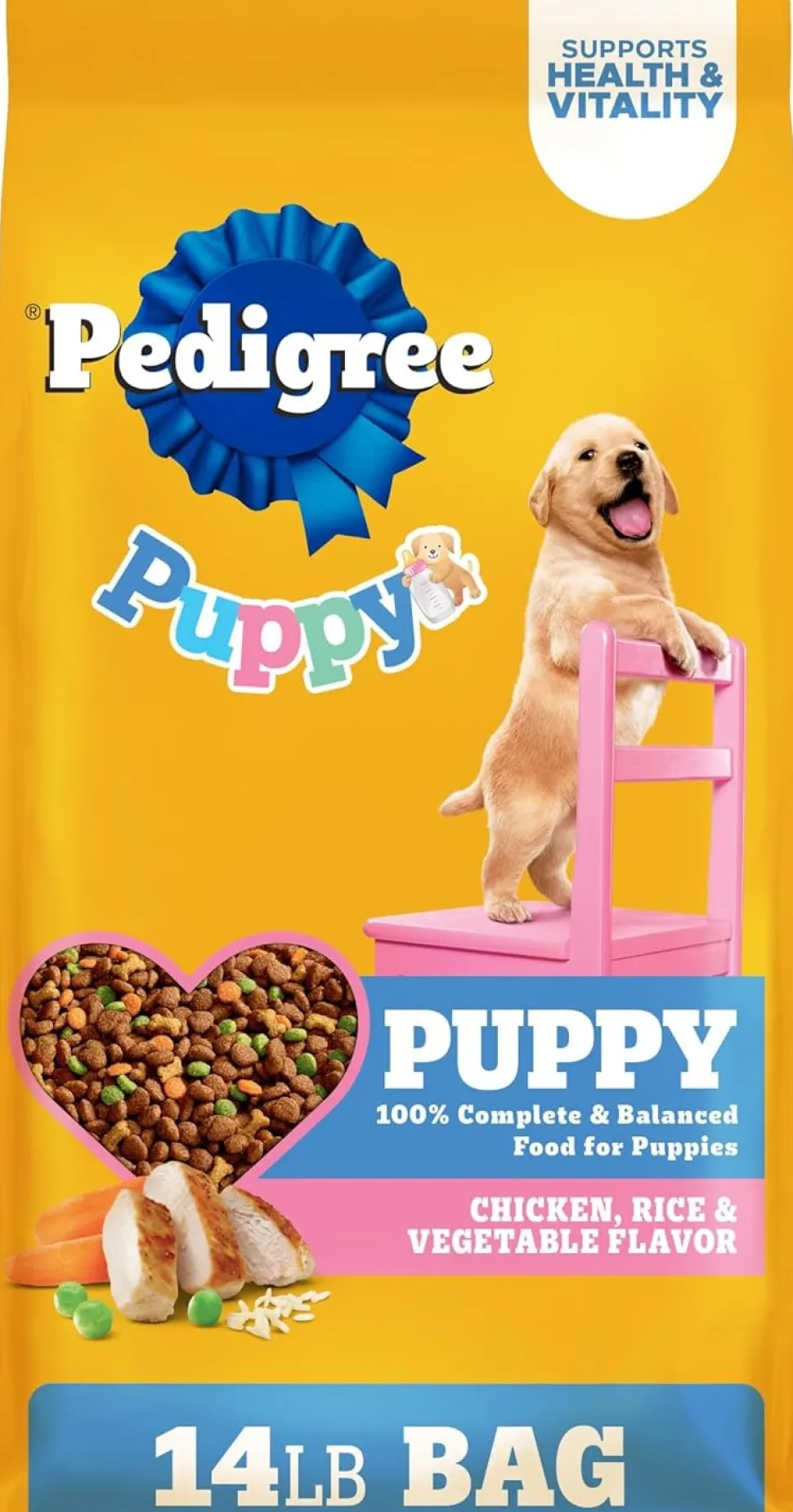 Pedigree Puppy Growth & Protection Dry Dog Food Chicken, Rice & Vegetable 14-lb