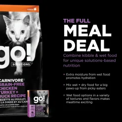 Petcurean Go! Solutions Carnivore Grain-Free Dry Cat Food Chicken Turkey & Duck Recipe 3-lb
