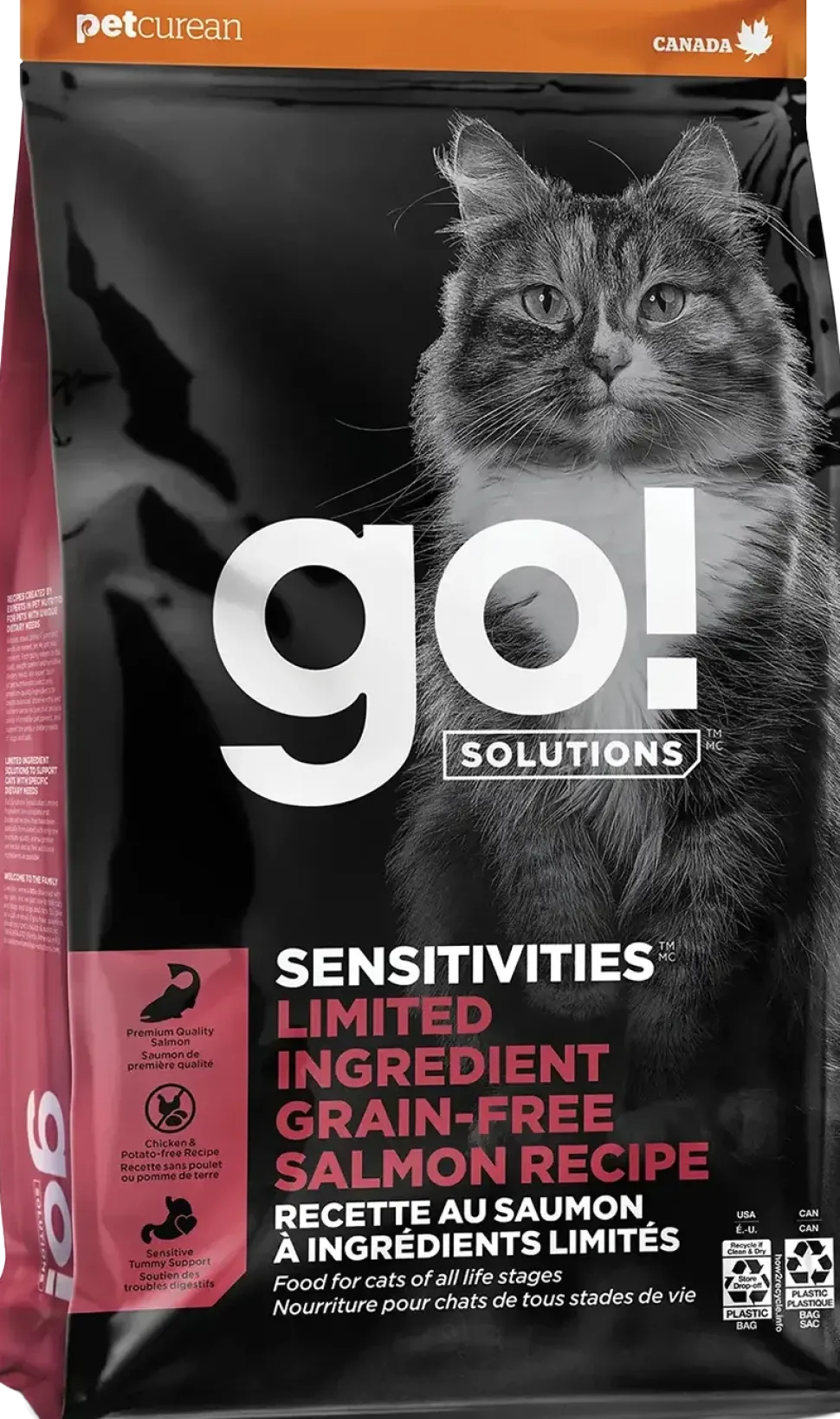 Petcurean Go! Solutions Sensitivities Limited Ingredient Grain-Free Dry Cat Food Salmon 3-lb