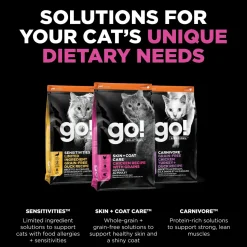 Petcurean Go! Solutions Skin & Coat Care Dry Cat Food Chicken with Grains 3-lb