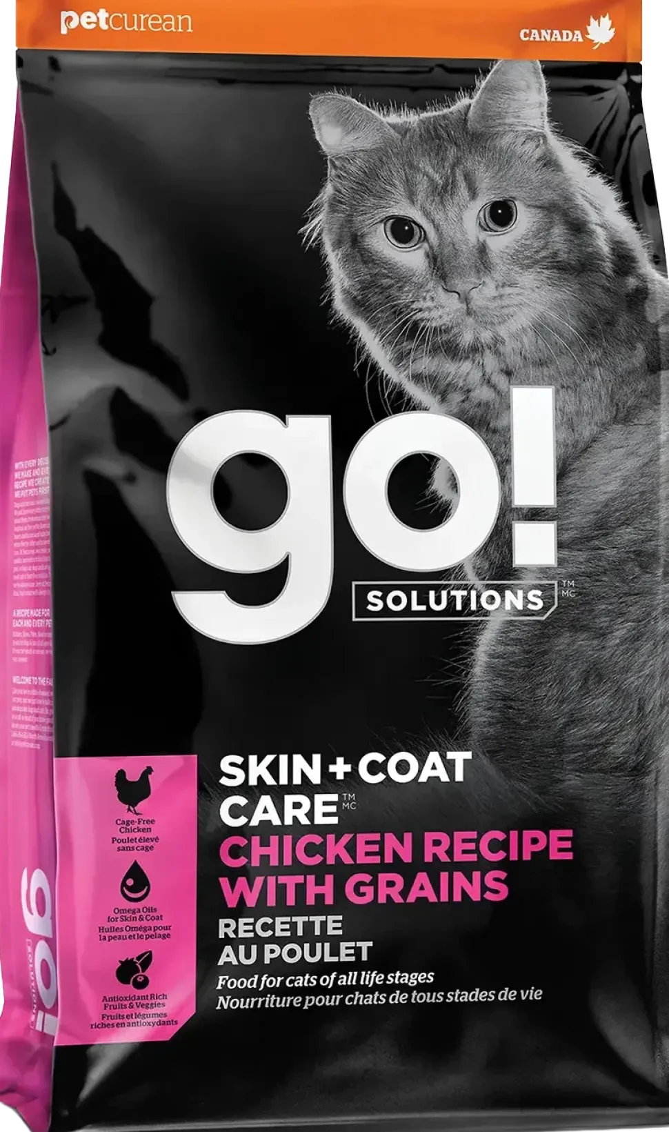 Petcurean Go! Solutions Skin & Coat Care Dry Cat Food Chicken with Grains 3-lb