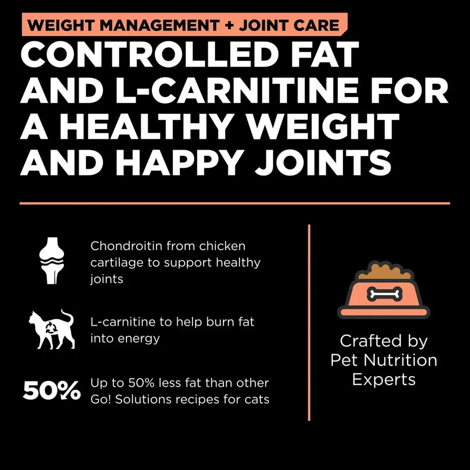 Petcurean Go! Solutions Weight Management & Joint Care Grain-Free Dry Cat Food Salmon 3-lb