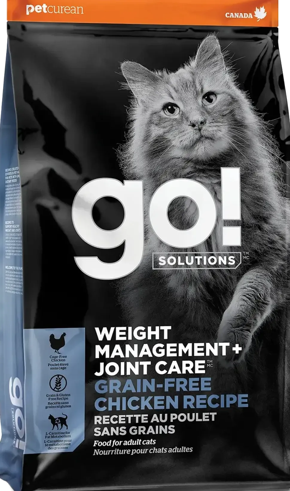 Petcurean Go! Solutions Weight Management & Joint Care Grain-Free Dry Cat Food Chicken 3-lb
