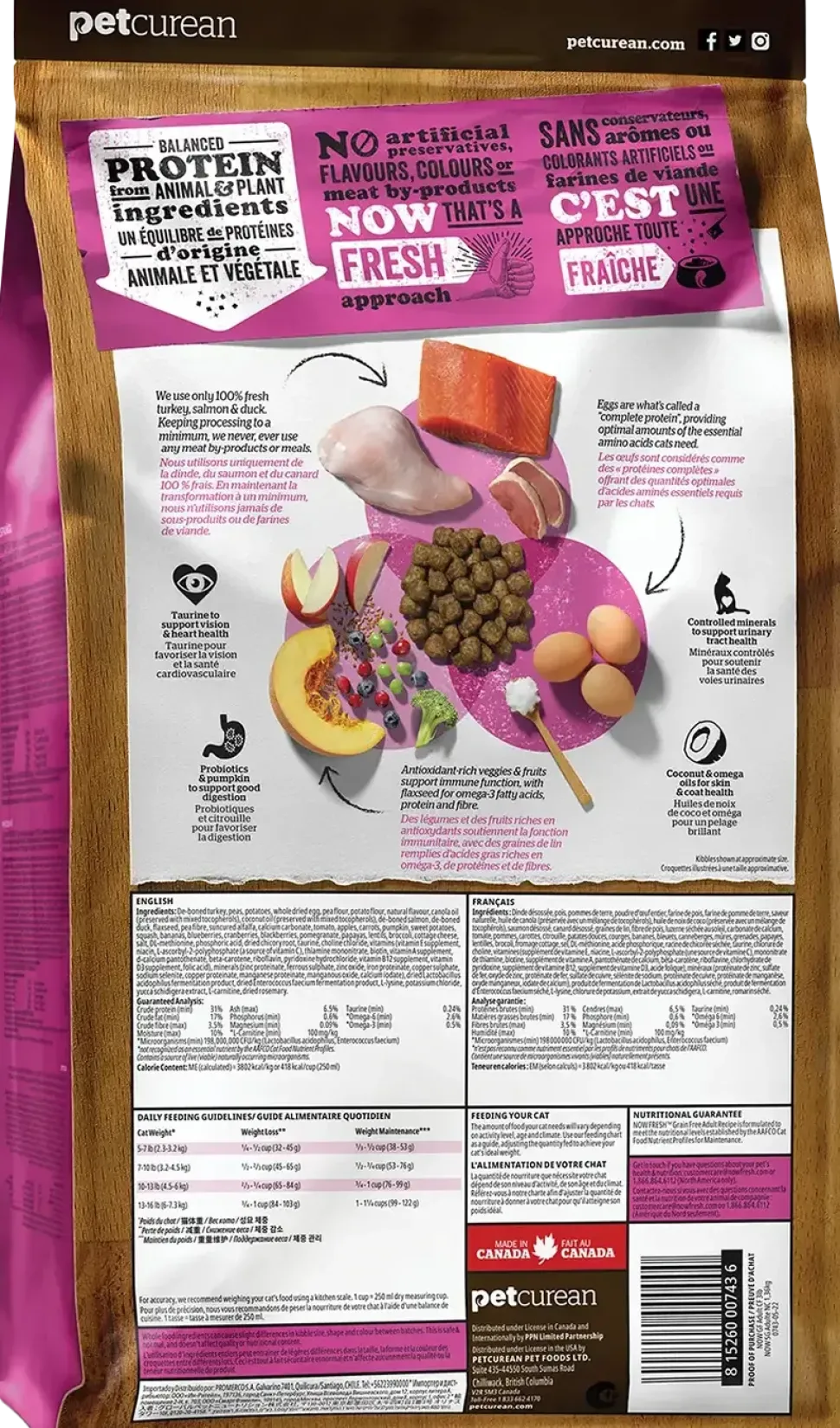 Petcurean Now Fresh Grain-Free Adult Formula Dry Cat Food Turkey, Salmon & Duck 3-lb