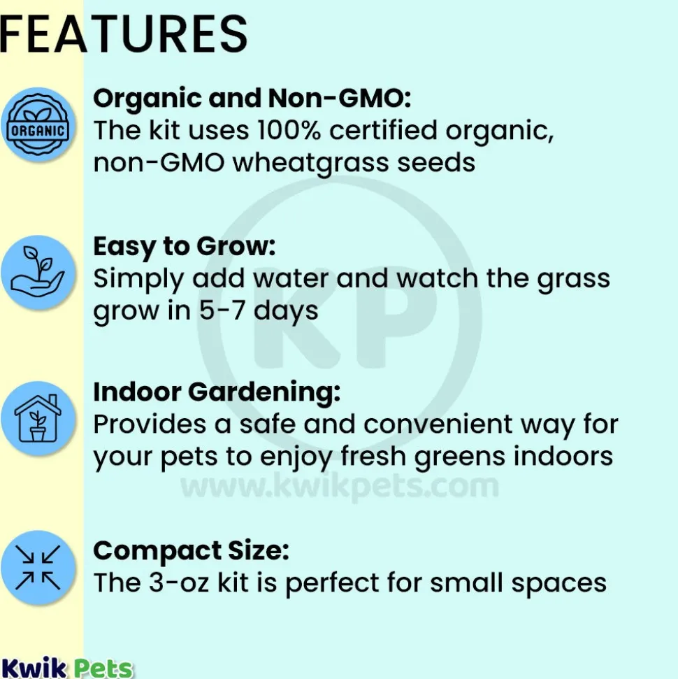 Pet Greens Garden Pet Grass Self-Grow Kit Organic Wheatgrass 3-oz