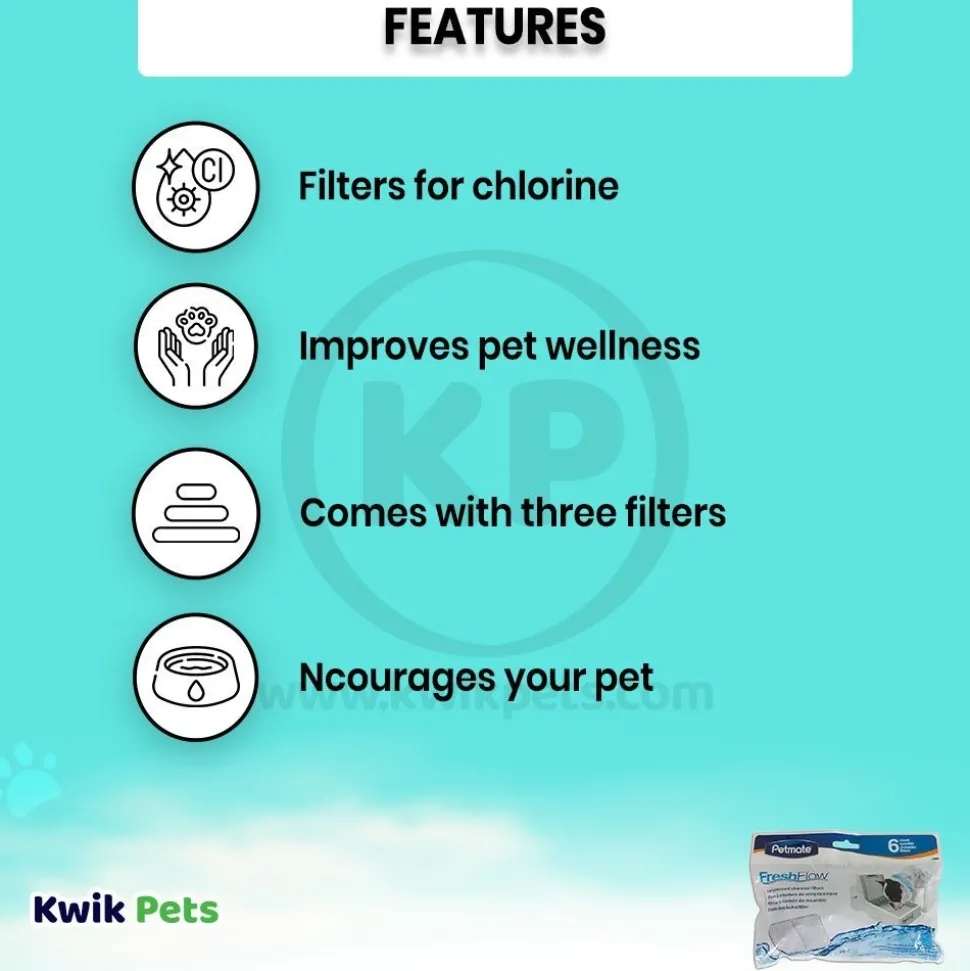 Petmate Fresh Flow Replacement Charcoal Filter 6 Pack