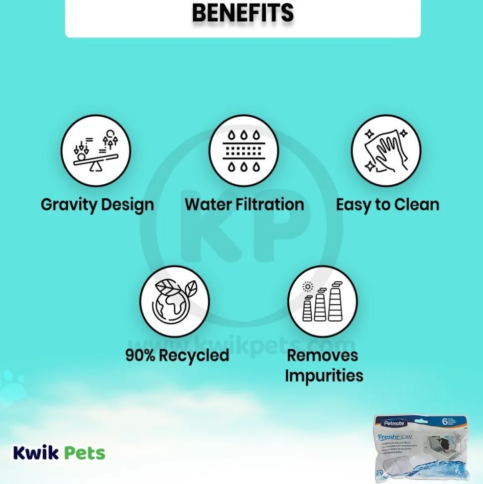 Petmate Fresh Flow Replacement Charcoal Filter 6 Pack