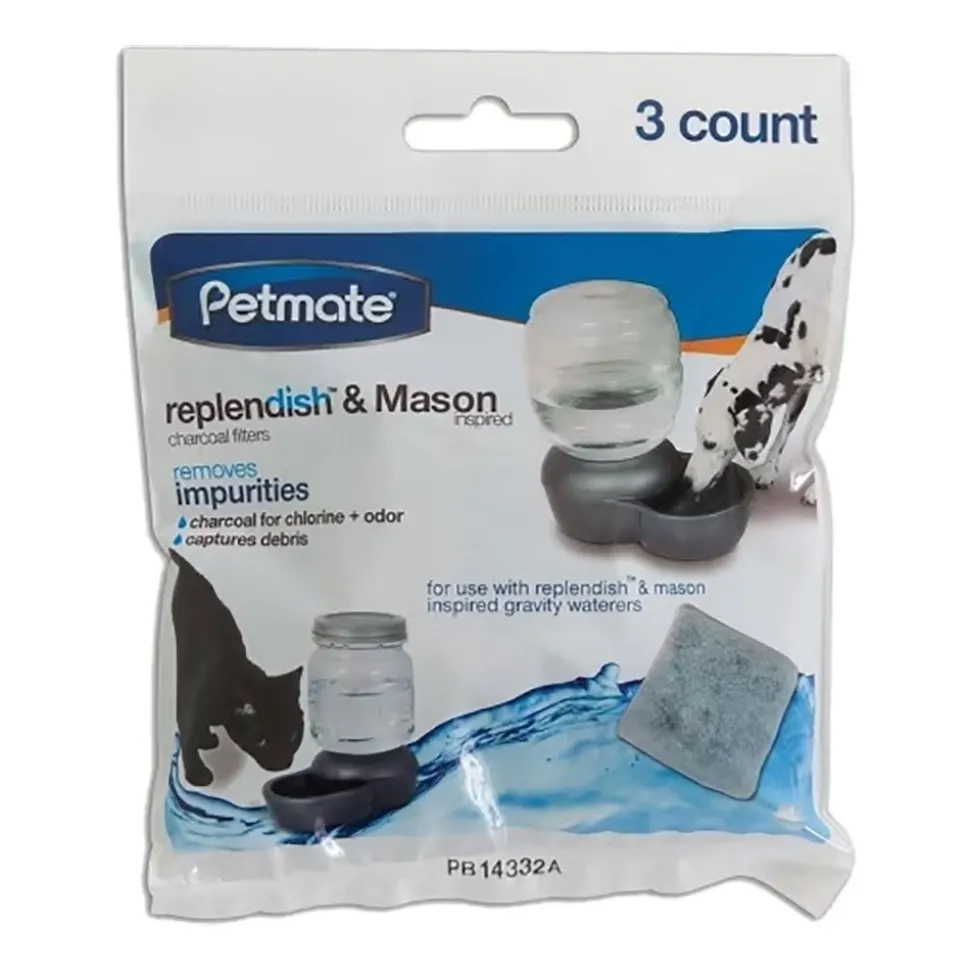 Petmate Replendish Charcoal Replacement Filter Grey 3 Count