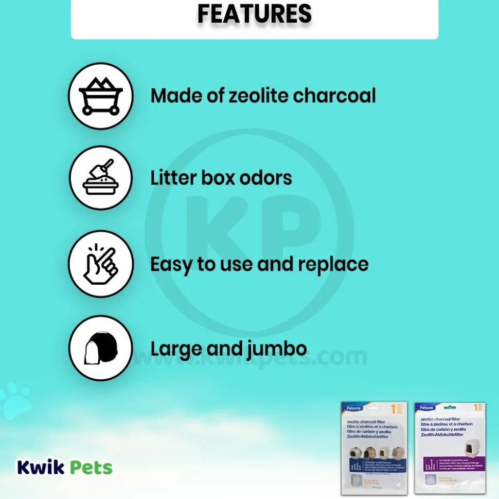 Petmate Zeolite Filter for Hooded Cat Litter Pan Black Jumbo