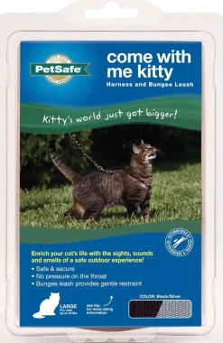 PetSafe Premier Come With Me Kitty Harness & Bungee Leash Combo Black/Silver Large