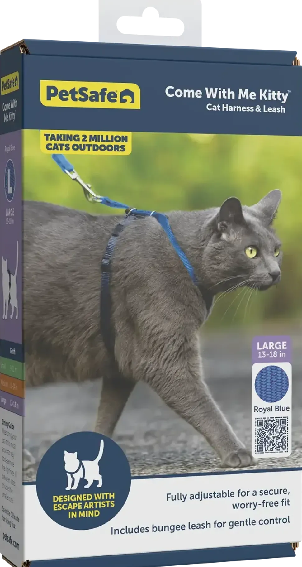 PetSafe Premier Come With Me Kitty Harness & Bungee Leash Combo Royal Blue/Navy Large
