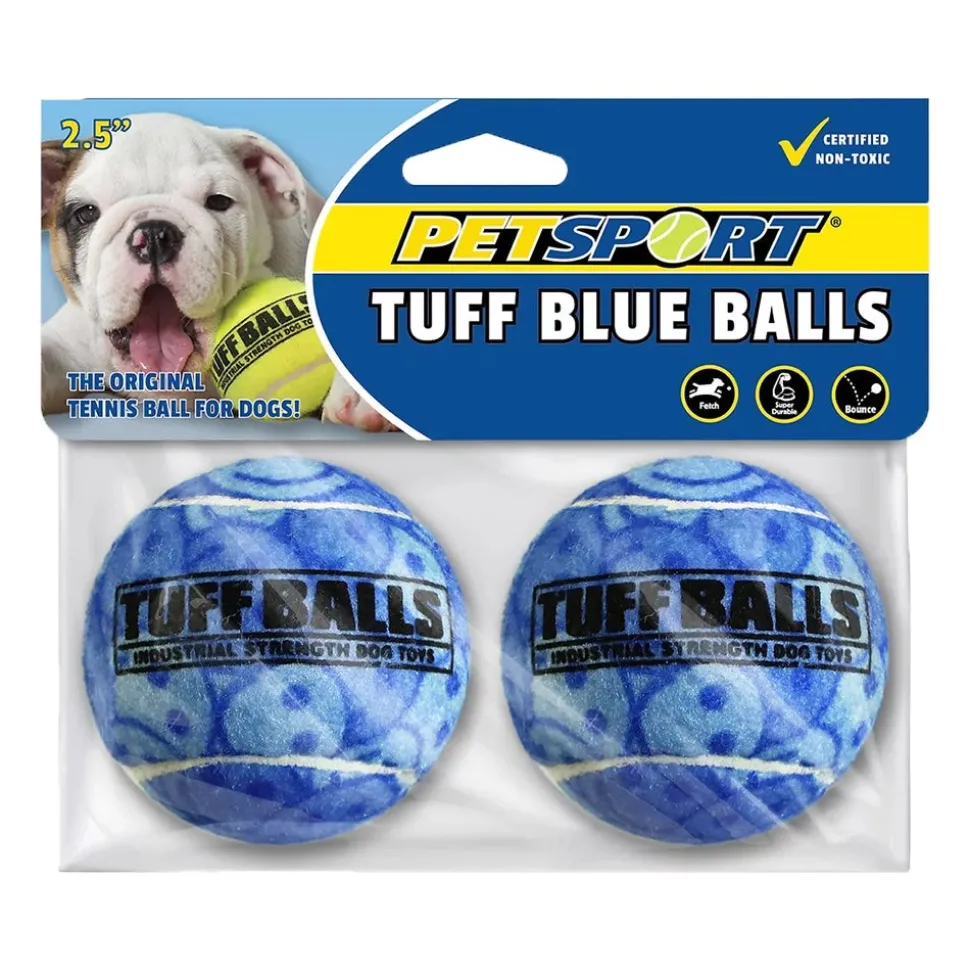 Petsport USA Tuff Ball Dog Toy Blue 2 Count 2.5-in