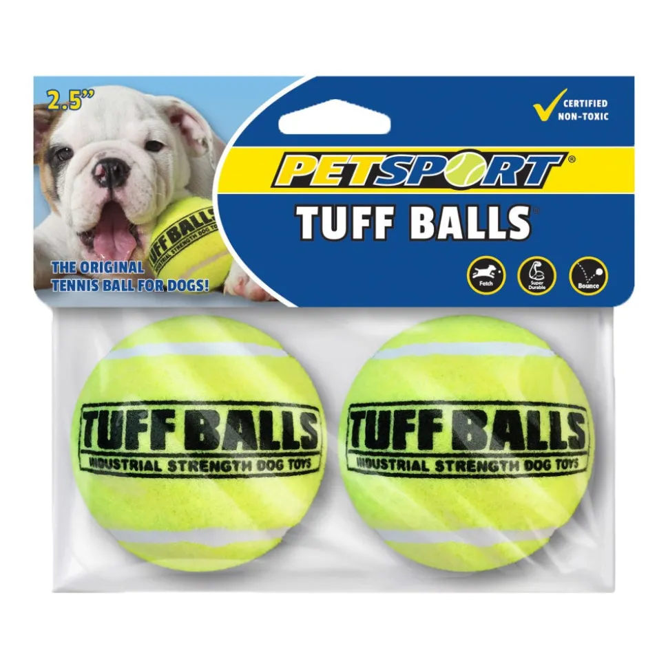 Petsport USA Tuff Ball Dog Toy Yellow 2 Count 2.5-in