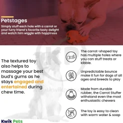 Petstages Carrot Stuffer Treat-Dispensing Interactive Dog Toy