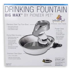 Pioneer Pet Big Max Stainless Steel Dog & Cat Drinking Fountain 128-oz