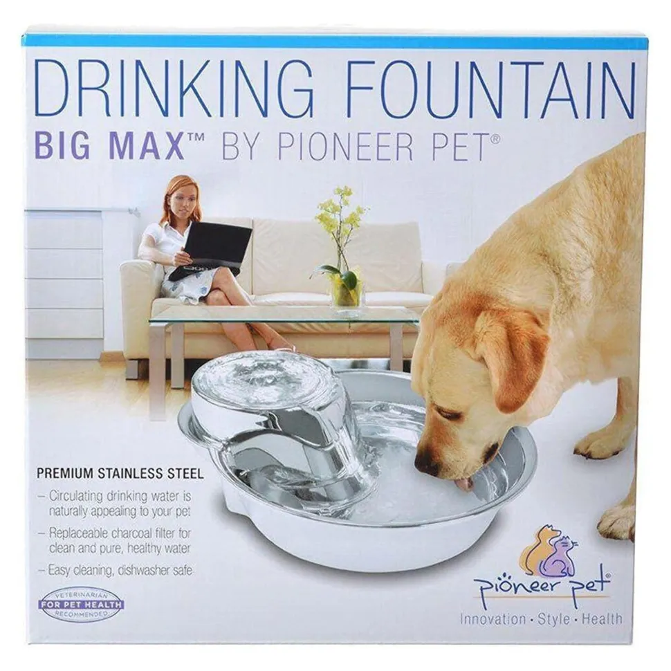 Pioneer Pet Big Max Stainless Steel Dog & Cat Drinking Fountain 128-oz