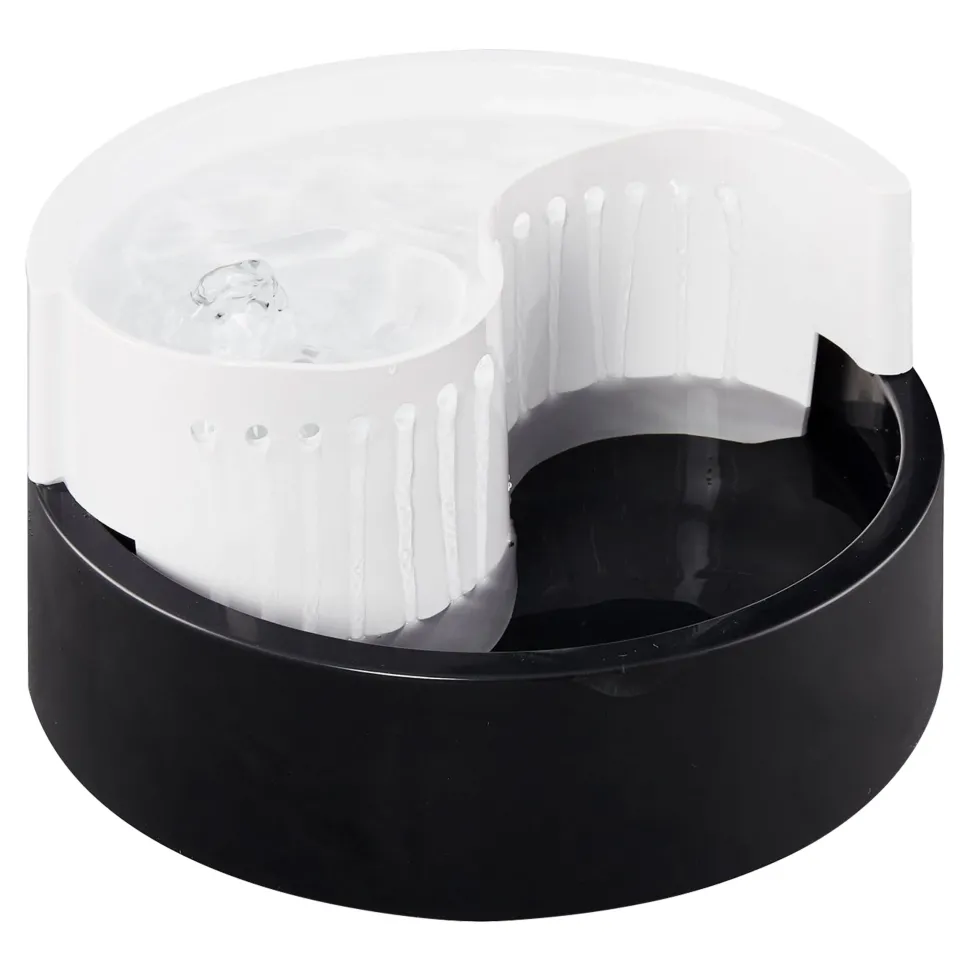 Pioneer Pet Fung Shui Plastic Dog & Cat Drinking Fountain Black & White 60-oz