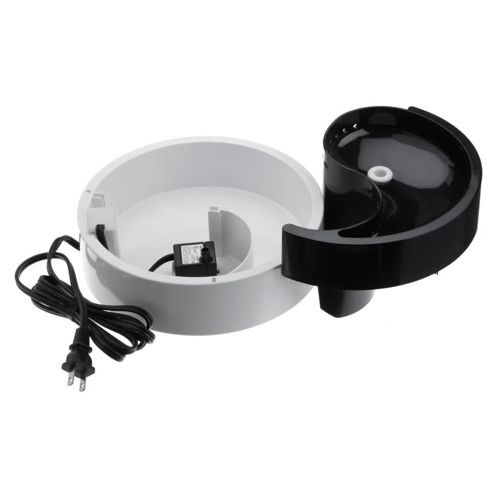 Pioneer Pet Fung Shui Plastic Dog & Cat Drinking Fountain Black & White 60-oz